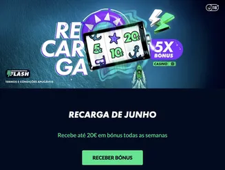 Recarga de Junho — recebe até 20€ em bónus semanalmente no casino.